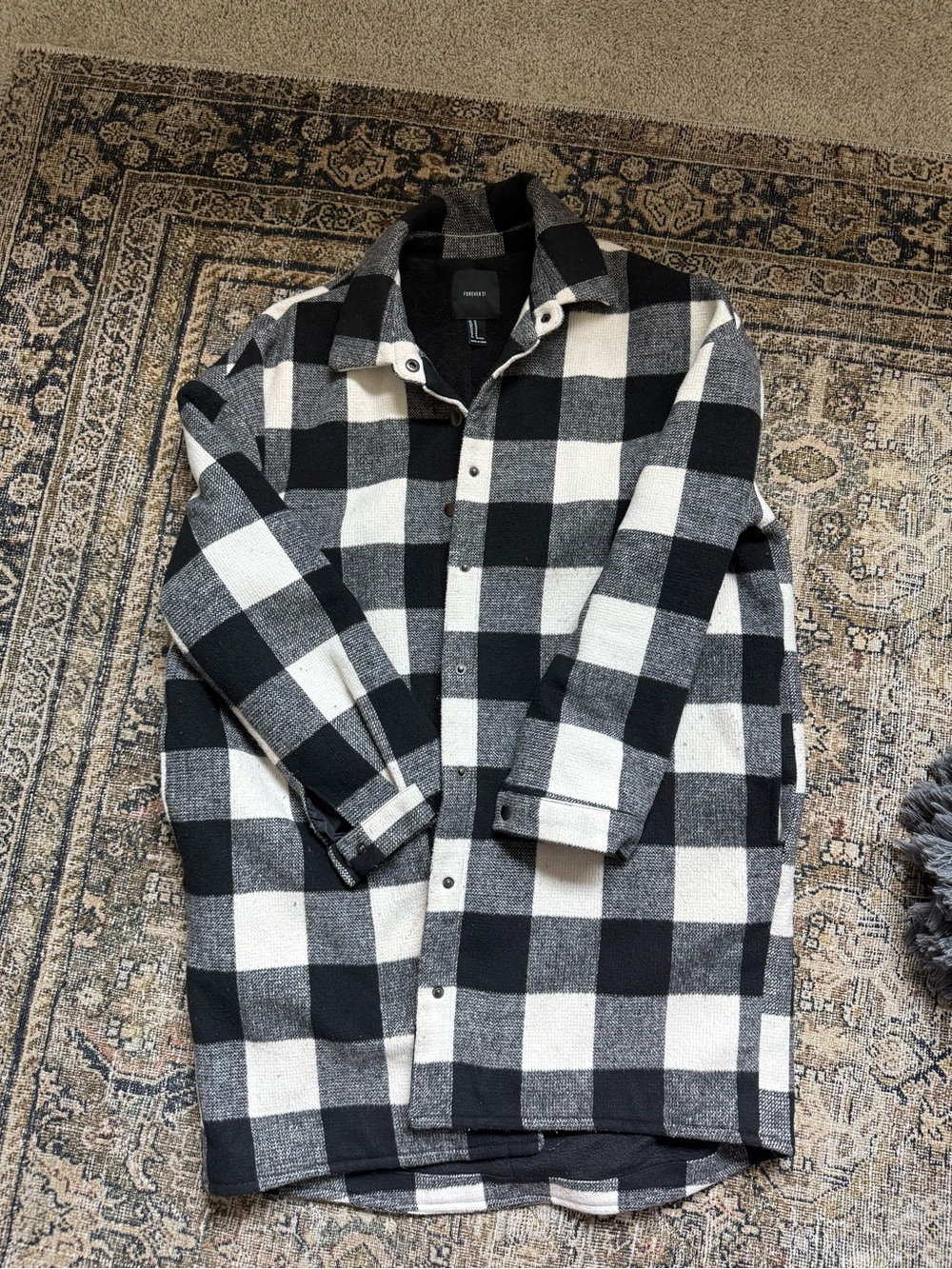 Forever 21 Black and White Buffalo Plaid Shacket